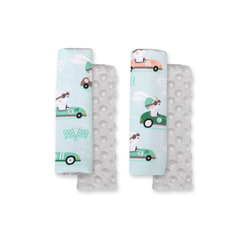 Μαξιλαράκια Ζώνης Αυτοκινήτου - mint rabbits/gray