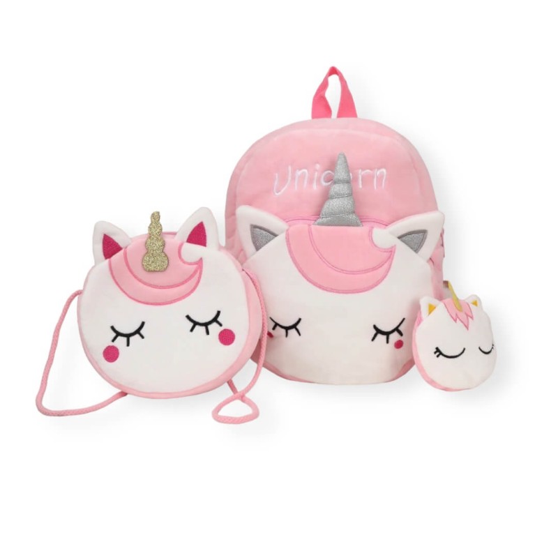 Τσάντα Πλάτης Βρεφική 3τμχ - Unicorn Pink