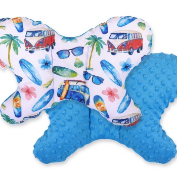 Double-sided anti shock cushion "BUTTERFLY" - bus/ turquoise