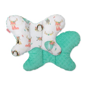 Double-sided anti shock cushion "BUTTERFLY" -  foxes beige/mint