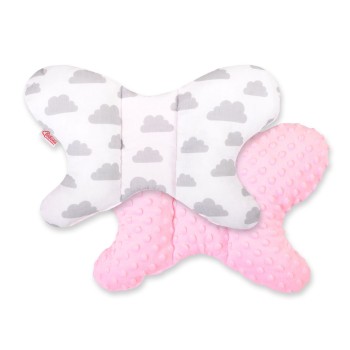 Double-sided anti shock cushion "BUTTERFLY" - clouds gray/pink