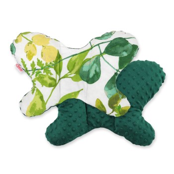 Double-sided anti shock cushion "BUTTERFLY" - eucalyptus/green