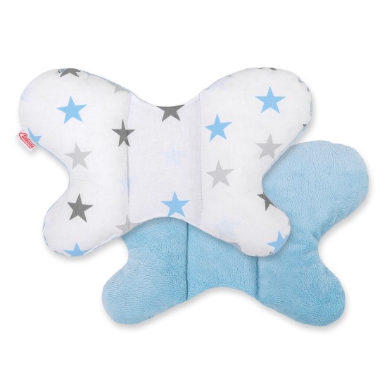 Double-sided anti shock cushion BUTTERFLY -  grey-blue stars/blue