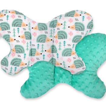 Double-sided anti shock cushion "BUTTERFLY" -  hedgehogs mint/mint