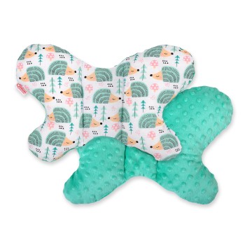 Double-sided anti shock cushion "BUTTERFLY" -  hedgehogs mint/mint