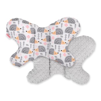 Double-sided anti shock cushion "BUTTERFLY" -  hedgehogs gray/gray