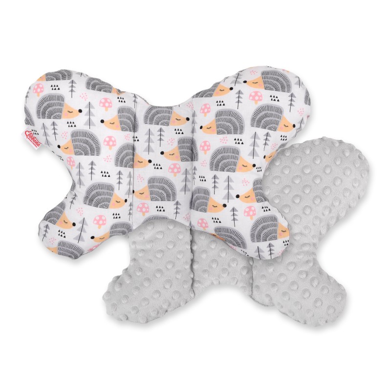 Double-sided anti shock cushion BUTTERFLY -  hedgehogs gray/gray