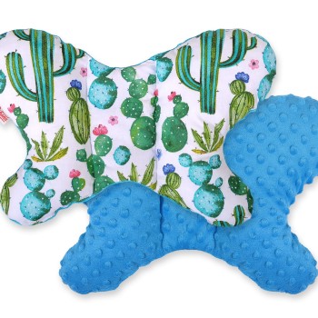 Double-sided anti shock cushion "BUTTERFLY" -  cactus/turquoise