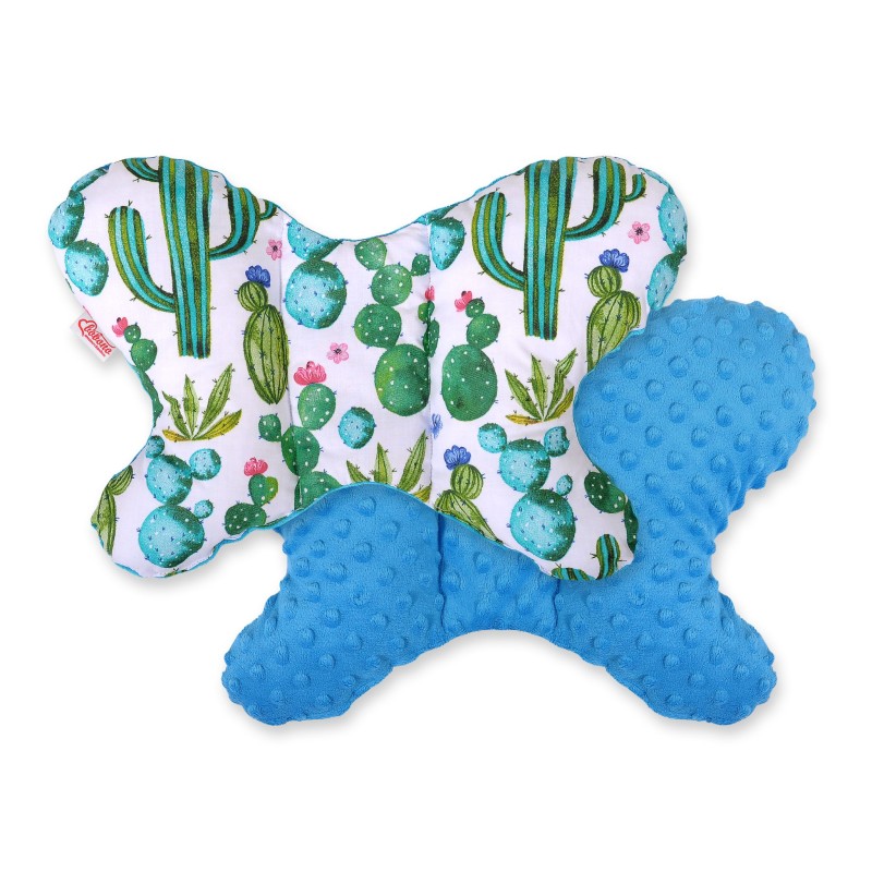 Double-sided anti shock cushion BUTTERFLY -  cactus/turquoise