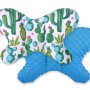 Double-sided anti shock cushion "BUTTERFLY" -  cactus/turquoise