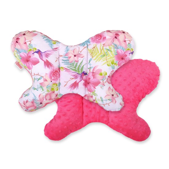 Double-sided anti shock cushion BUTTERFLY - hummingbirds in flowers/rosa