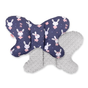 Double-sided anti shock cushion "BUTTERFLY" - rabbits navy blue/gray