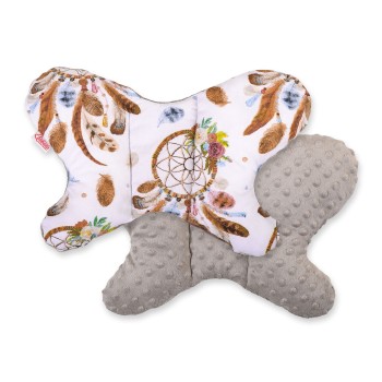Double-sided anti shock cushion "BUTTERFLY" - dream catchers white/gray
