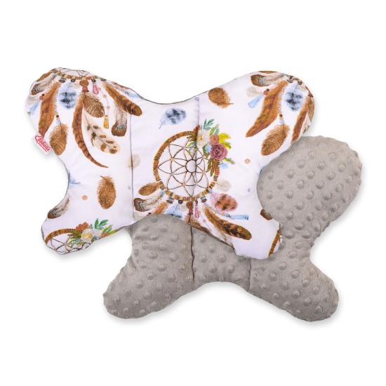 Double-sided anti shock cushion BUTTERFLY - dream catchers white/gray