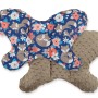 Double-sided anti shock cushion "BUTTERFLY" -  fox family on blue/brown