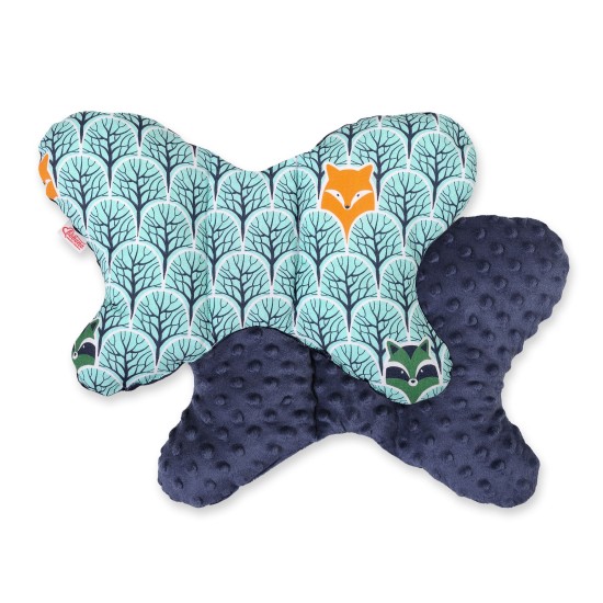 Double-sided anti shock cushion BUTTERFLY - mint forest/dark blue