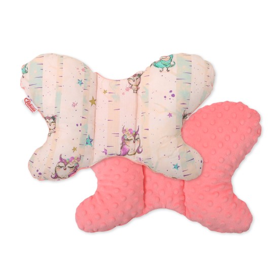 Double-sided anti shock cushion BUTTERFLY -  owls cream-mint