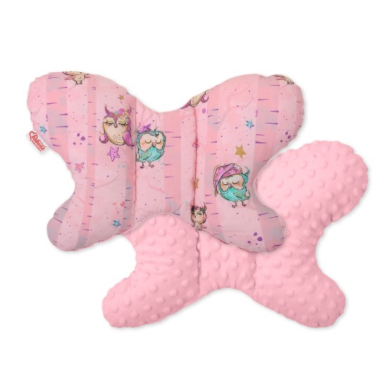Double-sided anti shock cushion BUTTERFLY - owls pink-mint Double-sided anti shock cushion BUTTERFLY - owls pink-mint