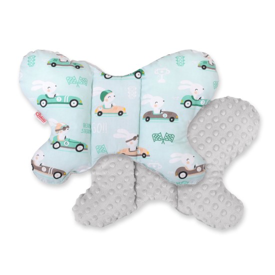 Double-sided anti shock cushion BUTTERFLY - rabbits mint/gray