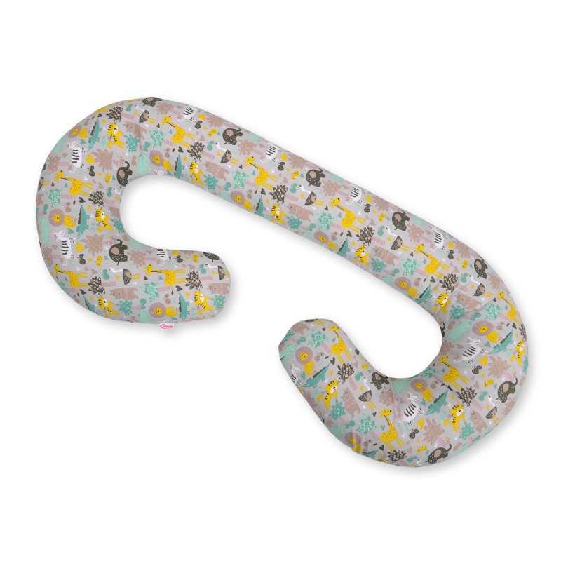 Μαξιλάρι Εγκυμοσύνης Σε Σχήμα C - gray-mint animals