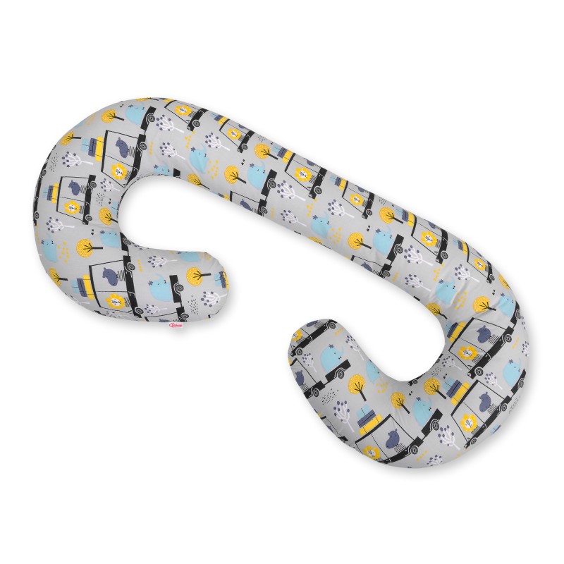 Μαξιλάρι Εγκυμοσύνης Σε Σχήμα C - animals in cars gray