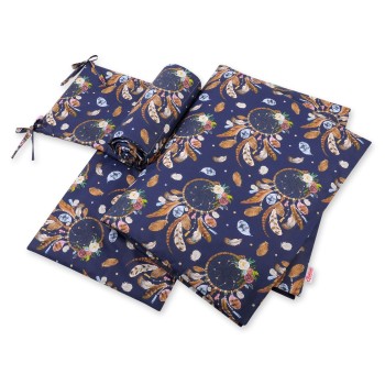 Double-sided bedding set 3-pcs - dream catchers dark blue