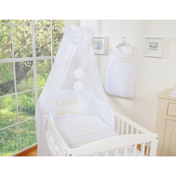 Σετ Προίκας Μωρού 5τμχ Με Κουνουπιέρα - Little Prince/Princess white