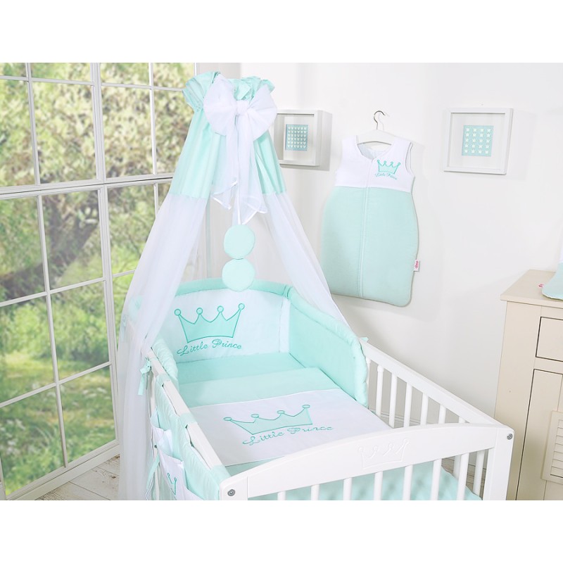 Σετ Προίκας Μωρού 5τμχ Με Κουνουπιέρα - Little Prince/Princess mint