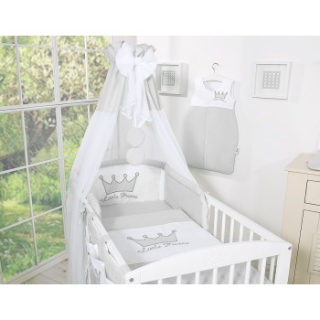 Σετ Προίκας Μωρού 5τμχ Με Κουνουπιέρα - Little Prince/Princess gray