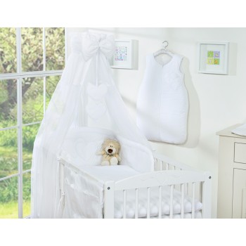 Σετ Προίκας Μωρού 5 τμχ με Κουνουπιέρα - Hanging Hearts white