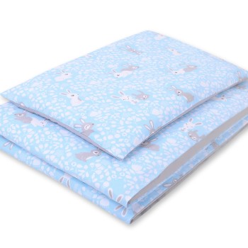 Double-sided bedding set 2-pcs- blue rabbits/gray
