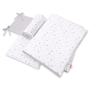 Double-sided bedding set 3-pcs  - mini gray stars/gray