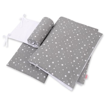 Double-sided bedding set 3-pcs  - mini stars white/white