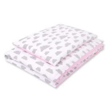 Double-sided bedding set 2-pcs- clouds gray/pink