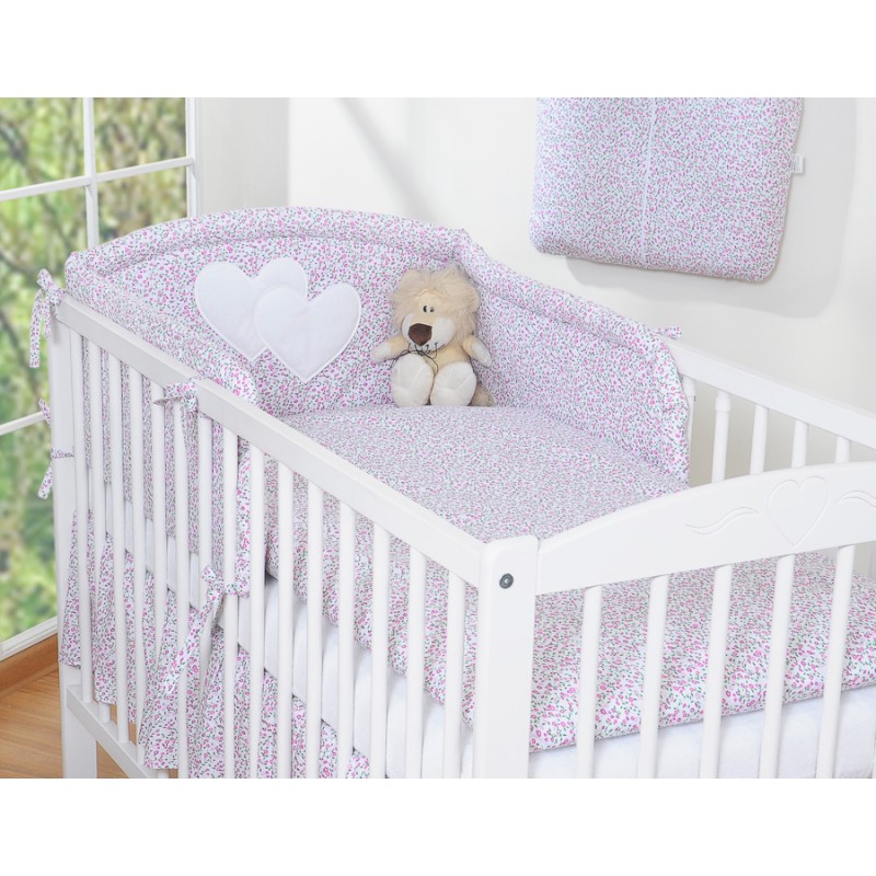 Universal bumper- Hanging Hearts little pink flowers