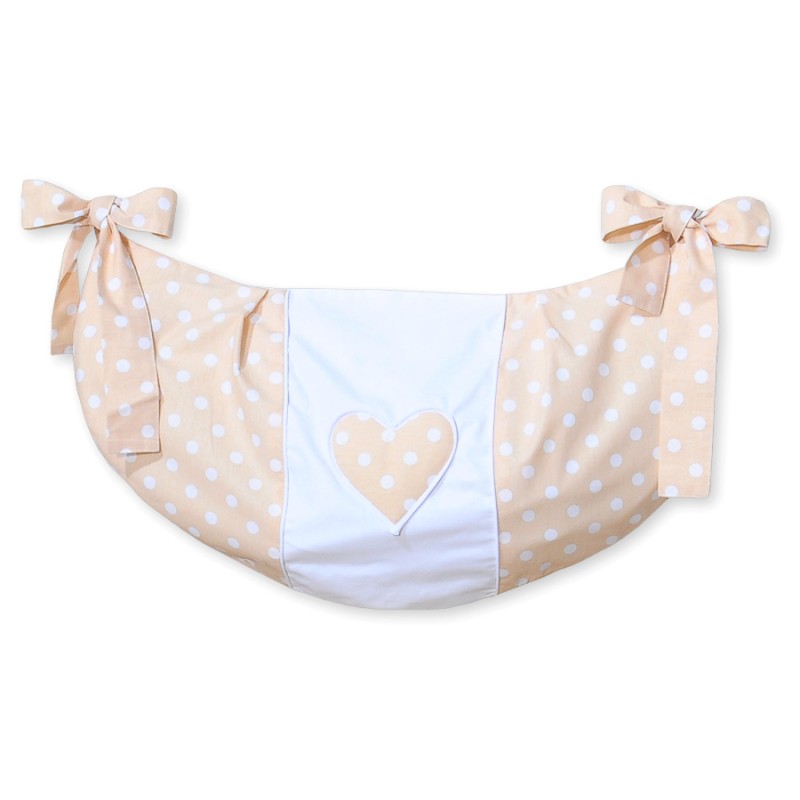 Toys bag- Hanging Hearts white dots on beige