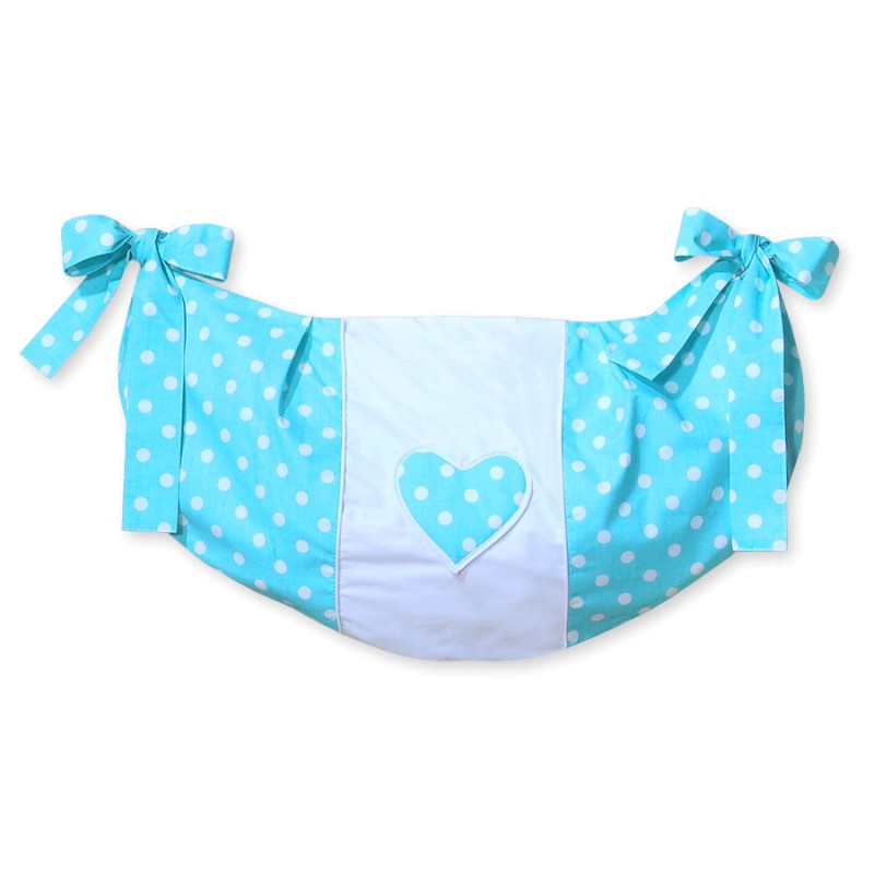 Toys bag- Hanging Hearts white dots on turquoise