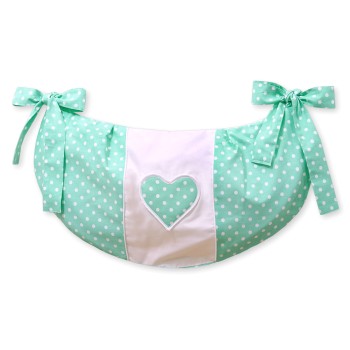 Toys bag- Hanging Hearts white dots on mint