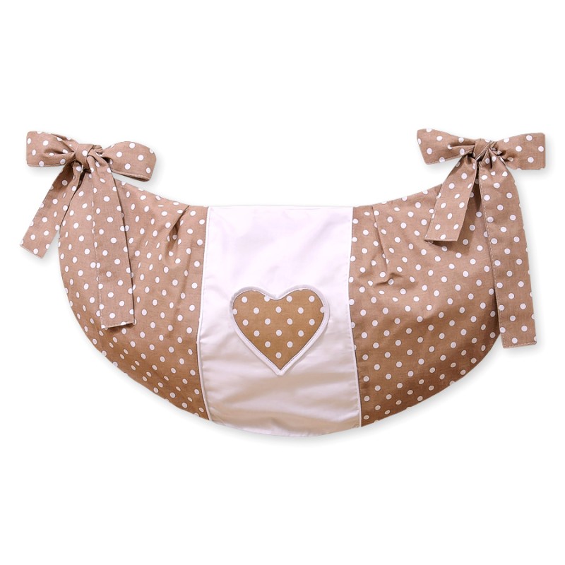 Toys bag- Hanging Hearts white dots on brown