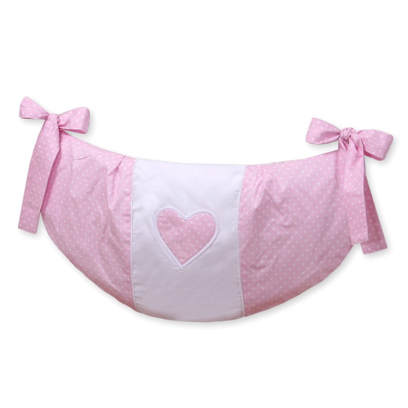 Toys bag- Hanging Hearts white polka dots on pink