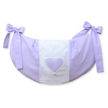 Toys bag- Hanging Hearts white polka dots on lilac