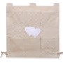 Cot tidy- Hanging Hearts white polka dots on beige