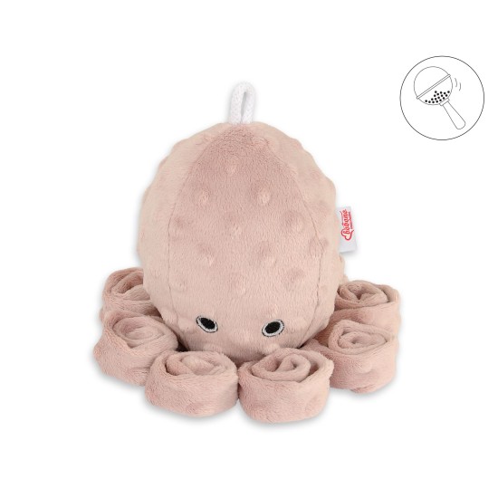 Χταποδάκι Αγκαλιάς με Κουδουνίστρα - pastel pink - polka dot minky Χταποδάκι Αγκαλιάς με Κουδουνίστρα - pastel pink - polka dot minky