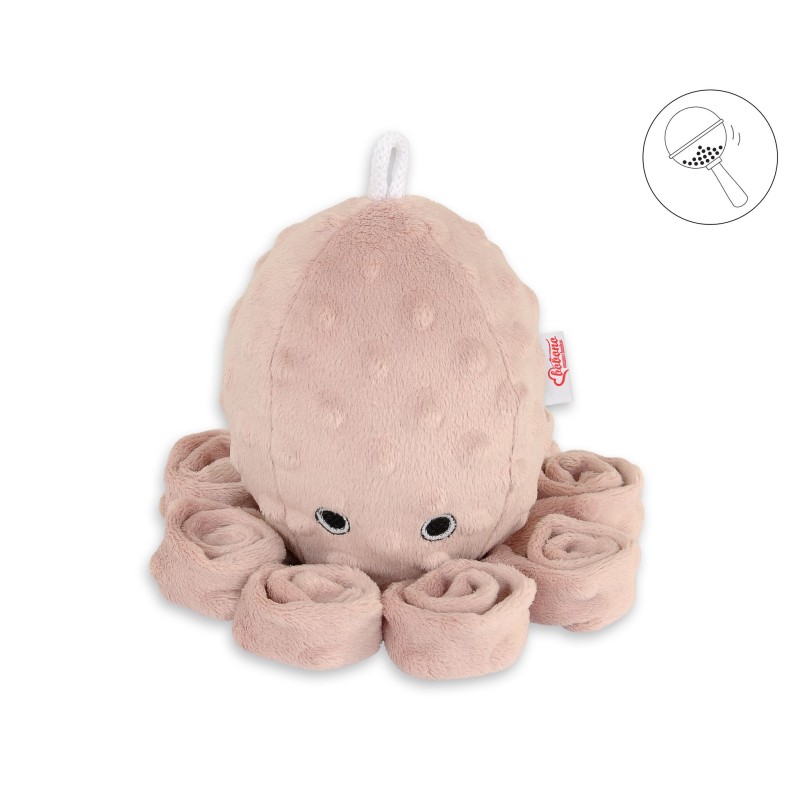 Χταποδάκι Αγκαλιάς με Κουδουνίστρα - pastel pink - polka dot minky