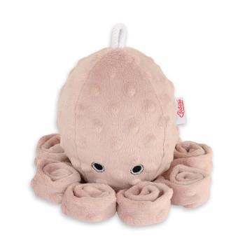 Χταποδάκι Αγκαλιάς με Κουδουνίστρα - pastel pink - polka dot minky