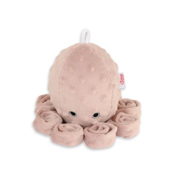 Χταποδάκι Αγκαλιάς με Κουδουνίστρα - pastel pink - polka dot minky