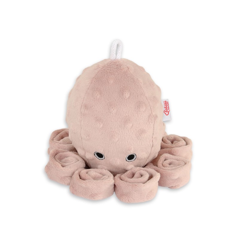 Χταποδάκι Αγκαλιάς με Κουδουνίστρα - pastel pink - polka dot minky