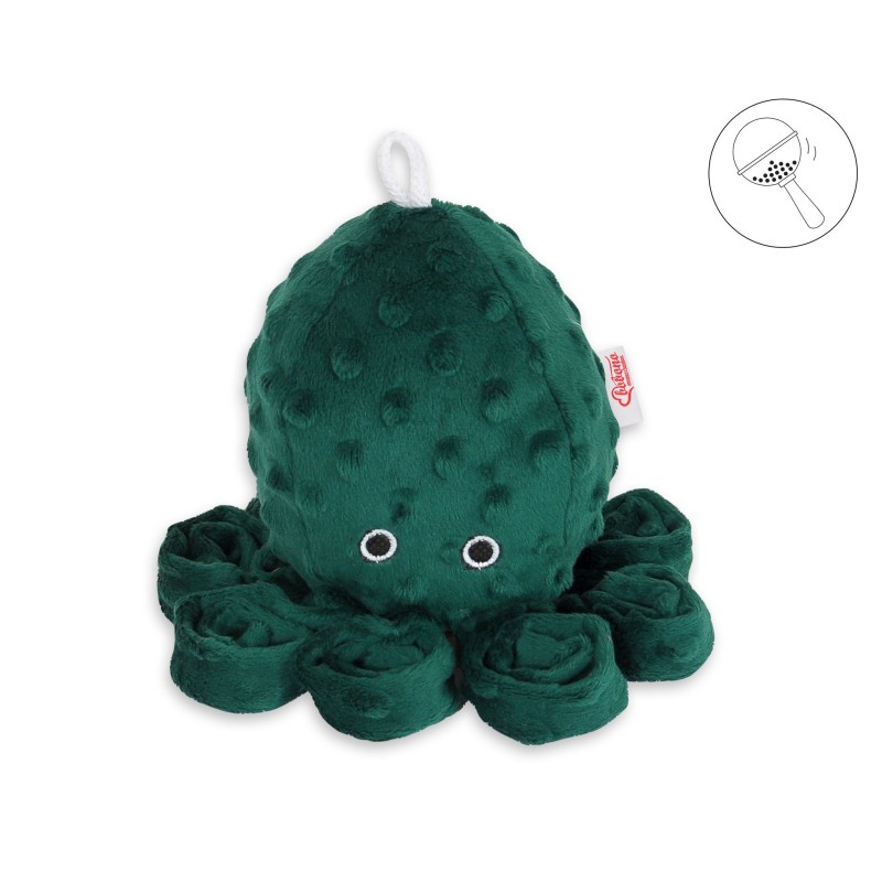 Χταποδάκι Αγκαλιάς με Κουδουνίστρα - bottle green - polka dot minky