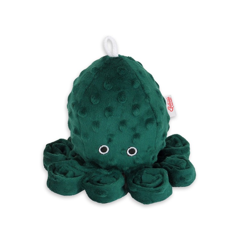 Χταποδάκι Αγκαλιάς με Κουδουνίστρα - bottle green - polka dot minky