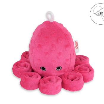 Χταποδάκι Αγκαλιάς με Κουδουνίστρα - fuchsia - polka dot minky